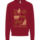 Cat Breeds Kids Sweatshirt Jumper Red