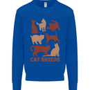 Cat Breeds Kids Sweatshirt Jumper Royal Blue