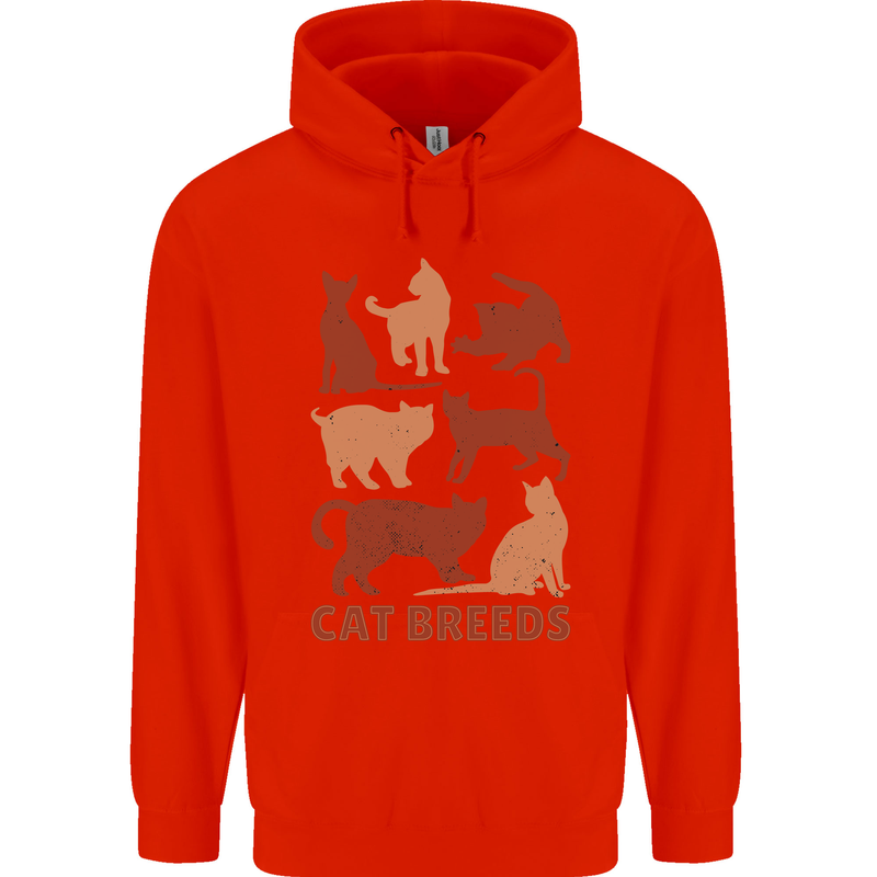 Cat Breeds Mens 80% Cotton Hoodie Bright Red