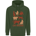 Cat Breeds Mens 80% Cotton Hoodie Forest Green