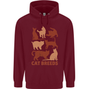 Cat Breeds Mens 80% Cotton Hoodie Maroon