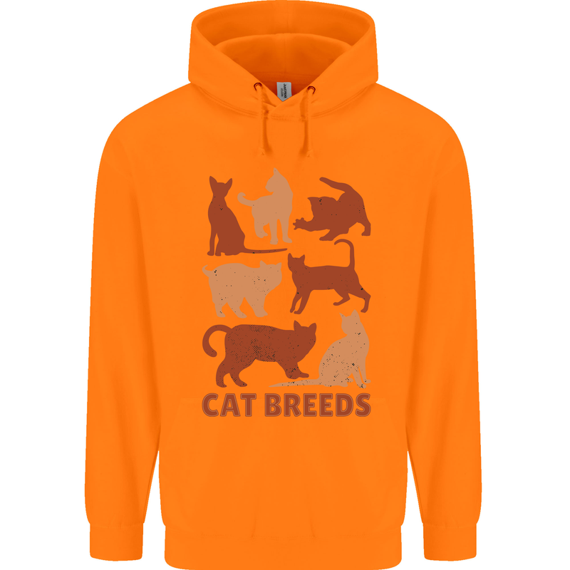 Cat Breeds Mens 80% Cotton Hoodie Orange