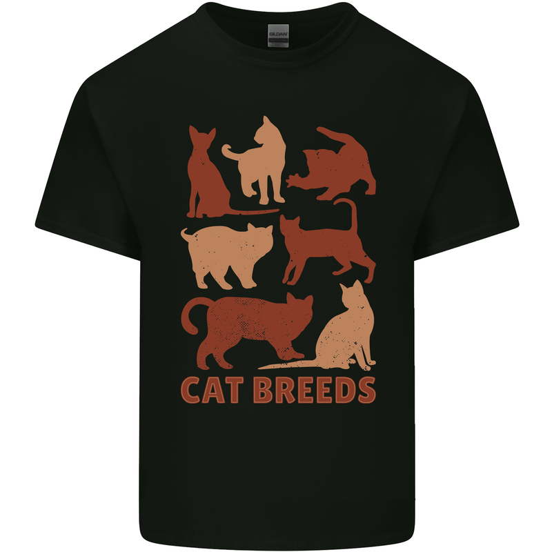 Cat Breeds Mens Cotton T-Shirt Tee Top Black