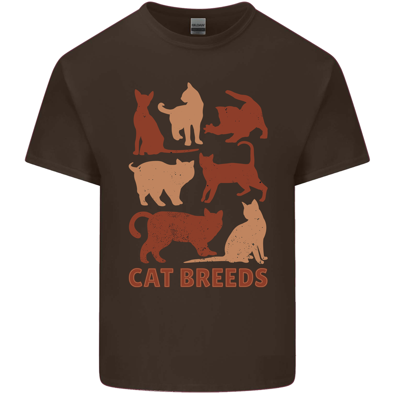 Cat Breeds Mens Cotton T-Shirt Tee Top Dark Chocolate