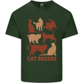 Cat Breeds Mens Cotton T-Shirt Tee Top Forest Green
