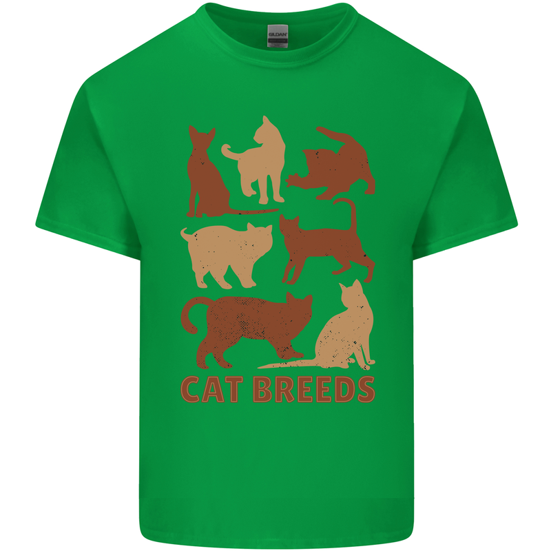 Cat Breeds Mens Cotton T-Shirt Tee Top Irish Green