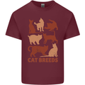 Cat Breeds Mens Cotton T-Shirt Tee Top Maroon