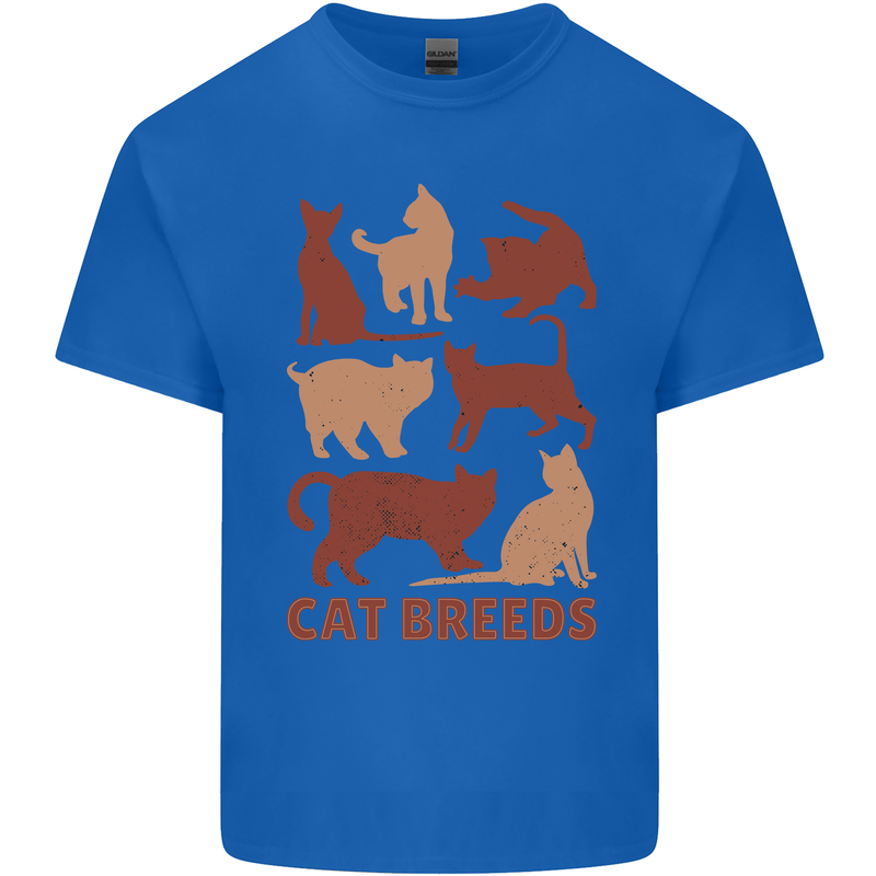 Cat Breeds Mens Cotton T-Shirt Tee Top Royal Blue