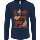 Cat Breeds Mens Long Sleeve T-Shirt Navy Blue