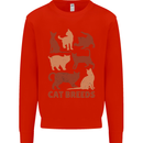 Cat Breeds Mens Sweatshirt Jumper Bright Red