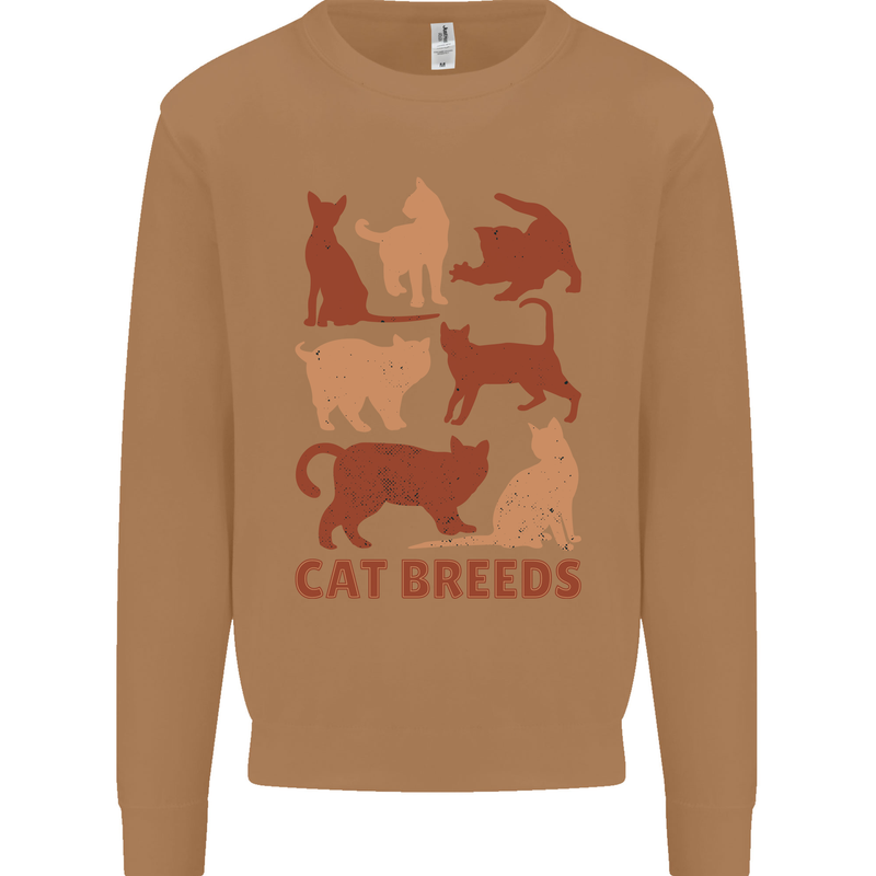Cat Breeds Mens Sweatshirt Jumper Caramel Latte