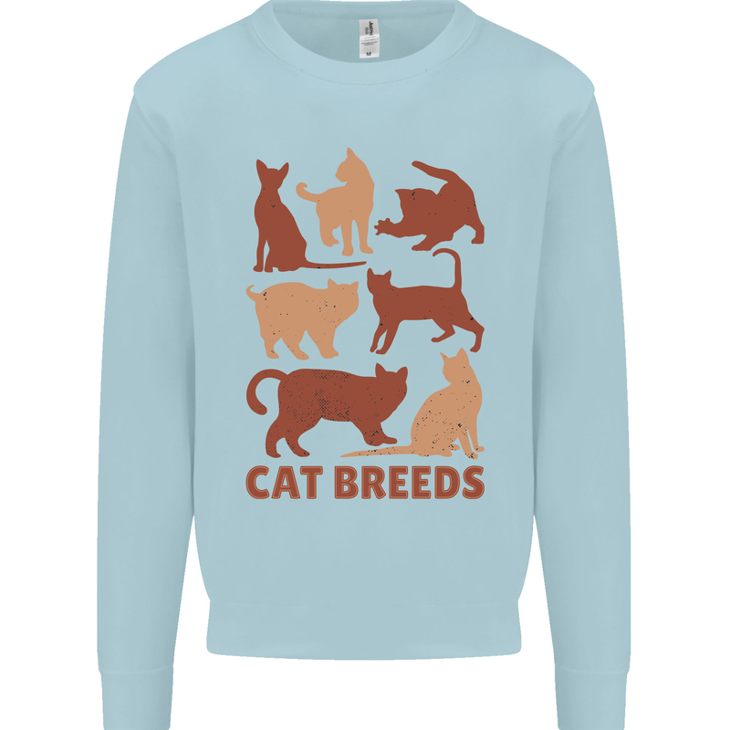 Cat Breeds Mens Sweatshirt Jumper Light Blue