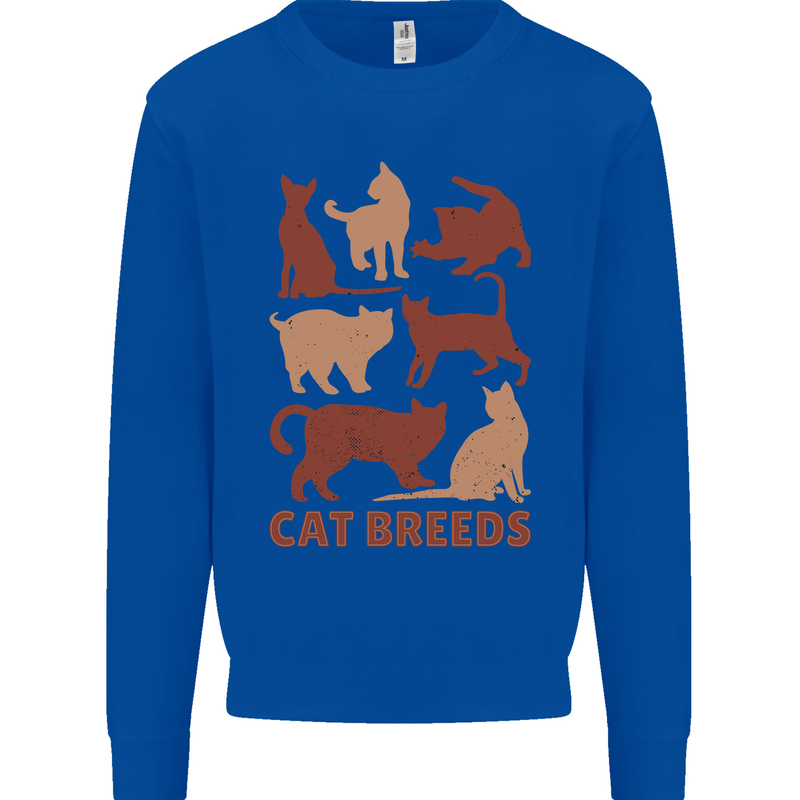 Cat Breeds Mens Sweatshirt Jumper Royal Blue