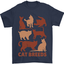 Cat Breeds Mens T-Shirt Cotton Gildan Navy Blue