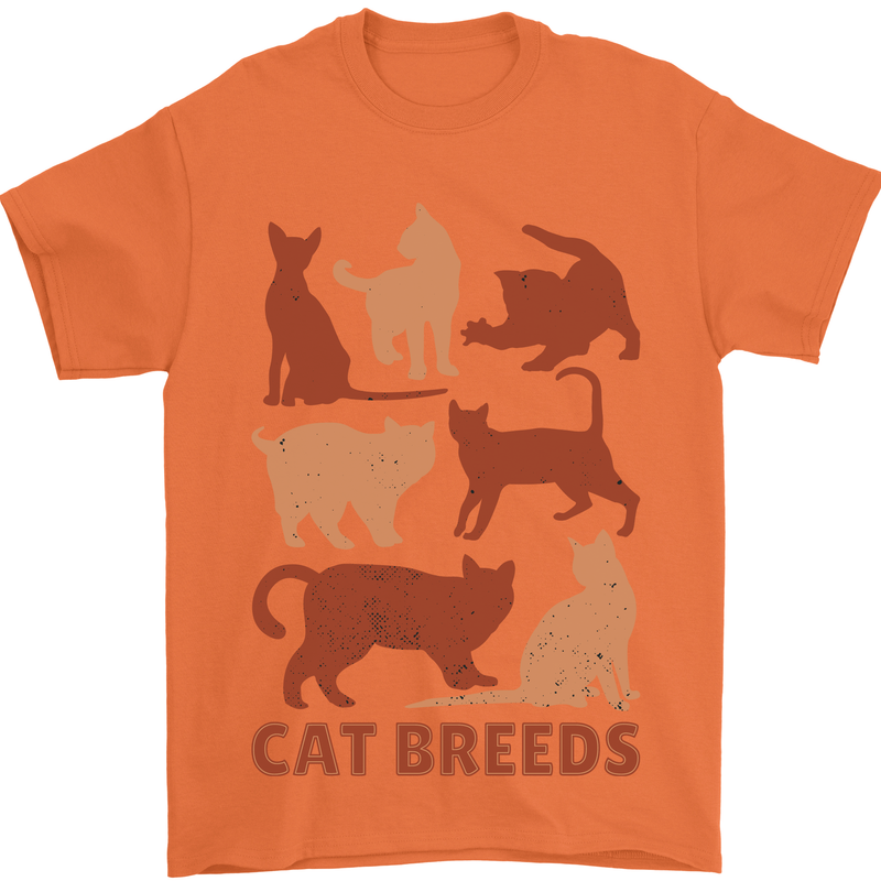 Cat Breeds Mens T-Shirt Cotton Gildan Orange
