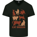 Cat Breeds Mens V-Neck Cotton T-Shirt Black
