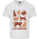 Cat Breeds Mens V-Neck Cotton T-Shirt White