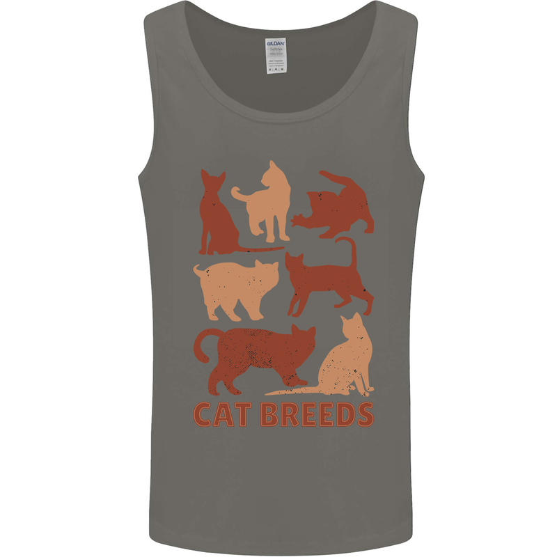 Cat Breeds Mens Vest Tank Top Charcoal