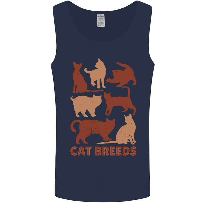 Cat Breeds Mens Vest Tank Top Navy Blue