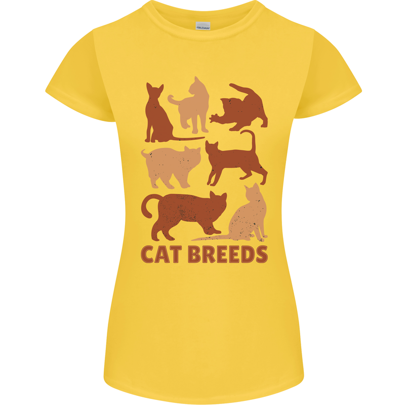 Cat Breeds Womens Petite Cut T-Shirt Yellow