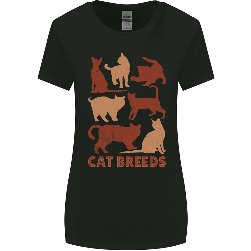 Cat Breeds Womens Wider Cut T-Shirt Black