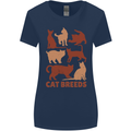 Cat Breeds Womens Wider Cut T-Shirt Navy Blue