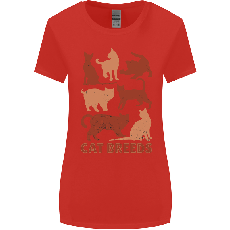Cat Breeds Womens Wider Cut T-Shirt Red