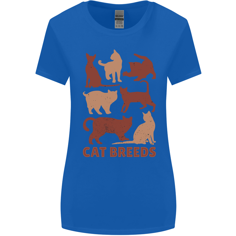 Cat Breeds Womens Wider Cut T-Shirt Royal Blue