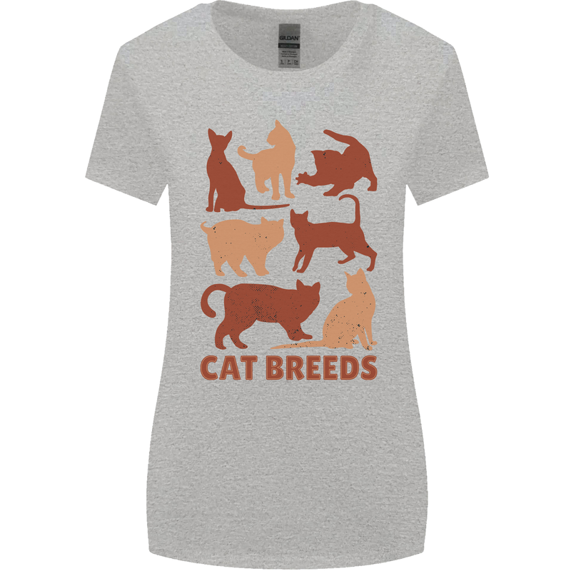 Cat Breeds Womens Wider Cut T-Shirt Sports Grey