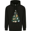 Cat Christmas Tree Childrens Kids Hoodie Black