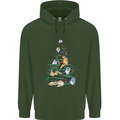 Cat Christmas Tree Childrens Kids Hoodie Forest Green