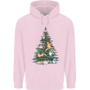 Cat Christmas Tree Childrens Kids Hoodie Light Pink