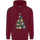 Cat Christmas Tree Childrens Kids Hoodie Maroon