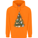 Cat Christmas Tree Childrens Kids Hoodie Orange