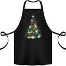 Cat Christmas Tree Cotton Apron 100% Organic Black