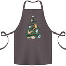 Cat Christmas Tree Cotton Apron 100% Organic Dark Grey