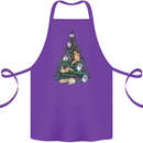 Cat Christmas Tree Cotton Apron 100% Organic Purple