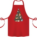 Cat Christmas Tree Cotton Apron 100% Organic Red