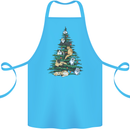 Cat Christmas Tree Cotton Apron 100% Organic Turquoise
