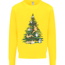 Cat Christmas Tree Kids Sweatshirt Jumper Yellow