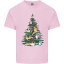 Cat Christmas Tree Kids T-Shirt Childrens Light Pink