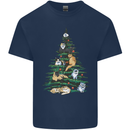 Cat Christmas Tree Kids T-Shirt Childrens Navy Blue