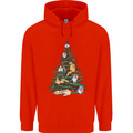 Cat Christmas Tree Mens 80% Cotton Hoodie Bright Red