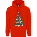 Cat Christmas Tree Mens 80% Cotton Hoodie Bright Red