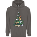 Cat Christmas Tree Mens 80% Cotton Hoodie Charcoal
