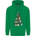 Cat Christmas Tree Mens 80% Cotton Hoodie Irish Green