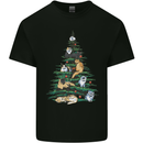 Cat Christmas Tree Mens Cotton T-Shirt Tee Top Black