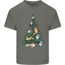 Cat Christmas Tree Mens Cotton T-Shirt Tee Top Charcoal