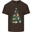 Cat Christmas Tree Mens Cotton T-Shirt Tee Top Dark Chocolate