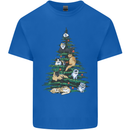 Cat Christmas Tree Mens Cotton T-Shirt Tee Top Royal Blue